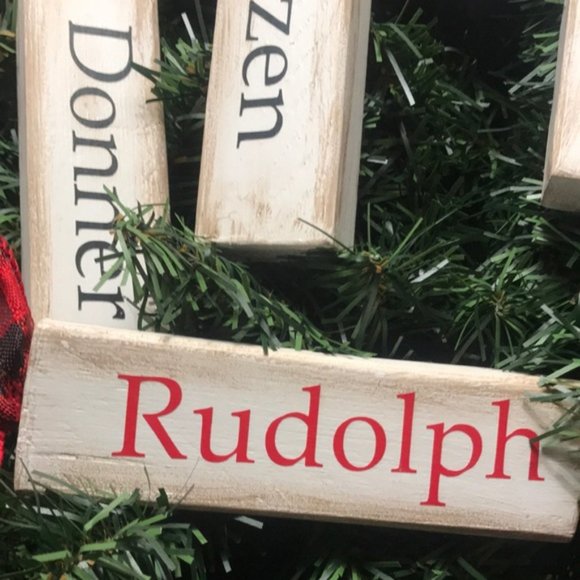 Handcrafted Christmas Reindeer Ornaments Wood Set of 9 - Picture 3 of 3